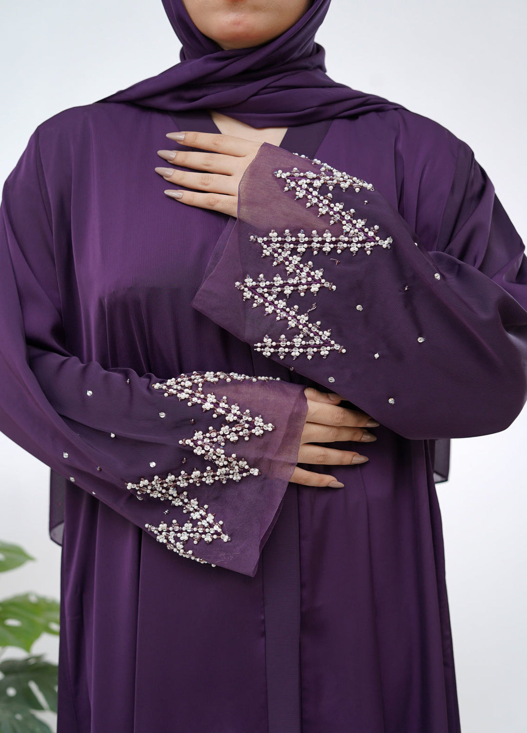 Esmira by Clarity Glam Women RTW Hand work Nada 2 Piece Abaya with Scarf Casual Collection