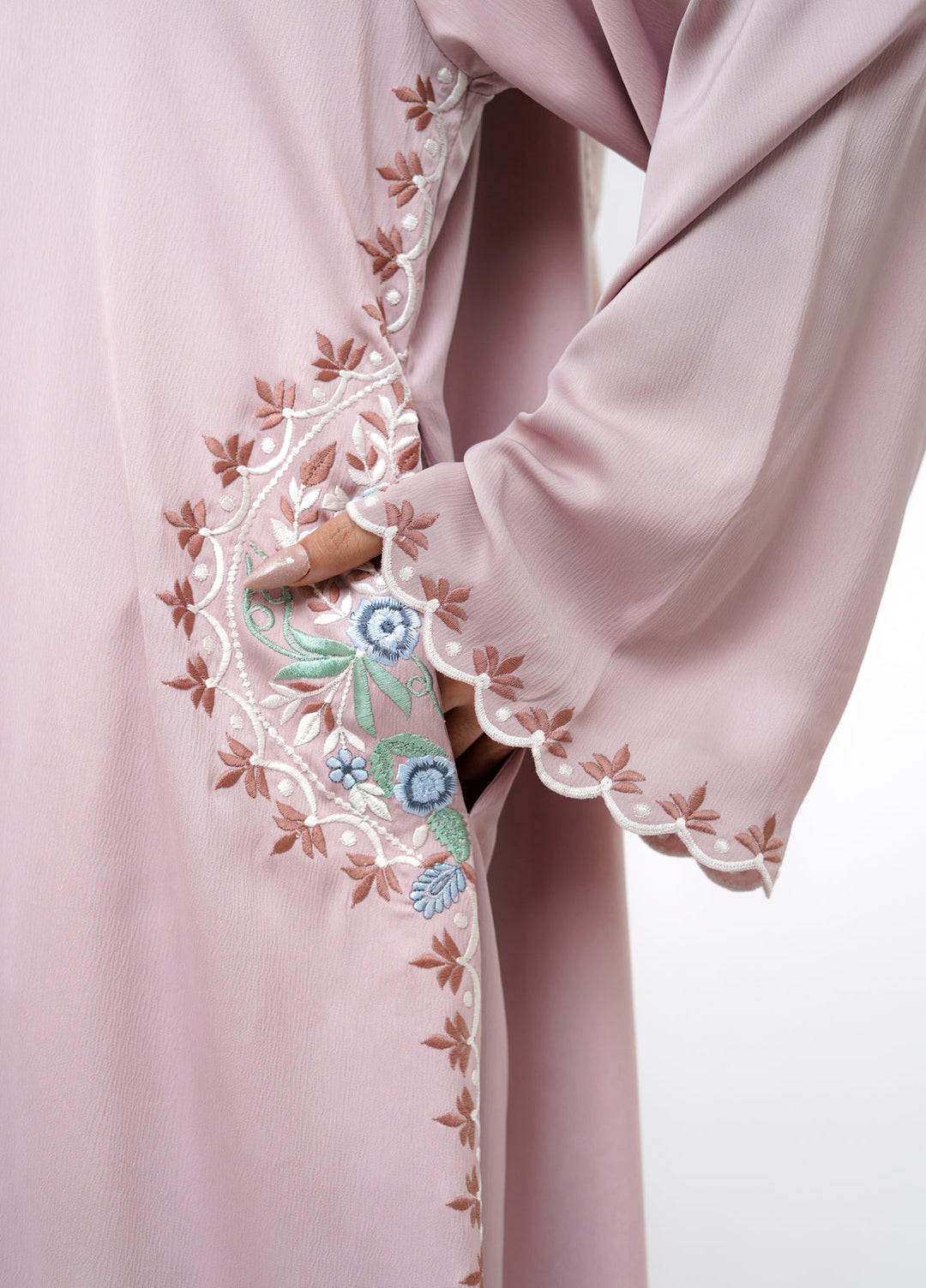Esmira by Clarity Glam Women RTW Embroidered Zoom 2 Piece Rose Abaya with Scarf Casual Collection