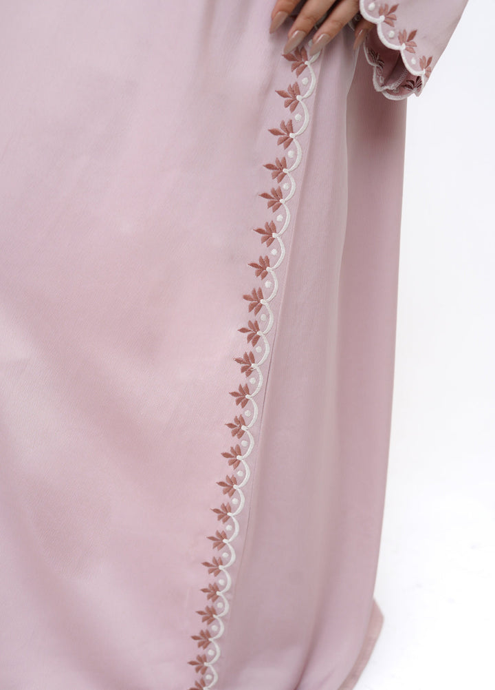 Esmira by Clarity Glam Women RTW Embroidered Zoom 2 Piece Rose Abaya with Scarf Casual Collection