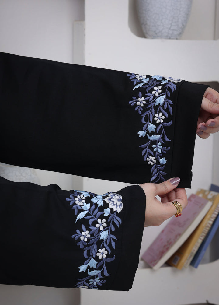 Esmira by Clarity Glam Women RTW Embroidered Nada 2 Piece Auzre Abaya with Scarf Casual Collection