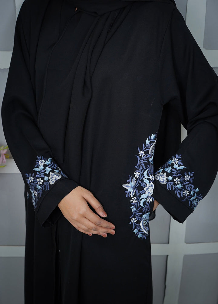 Esmira by Clarity Glam Women RTW Embroidered Nada 2 Piece Auzre Abaya with Scarf Casual Collection