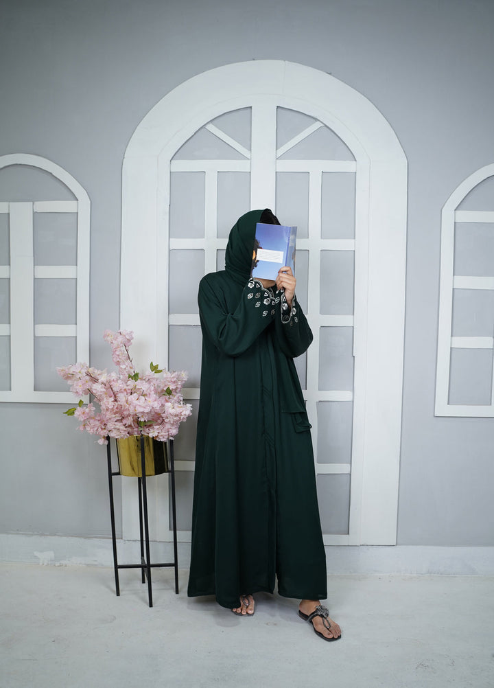 Esmira by Clarity Glam Women RTW Embroidered Nada 2 Piece Aura Abaya with Scarf Casual Collection