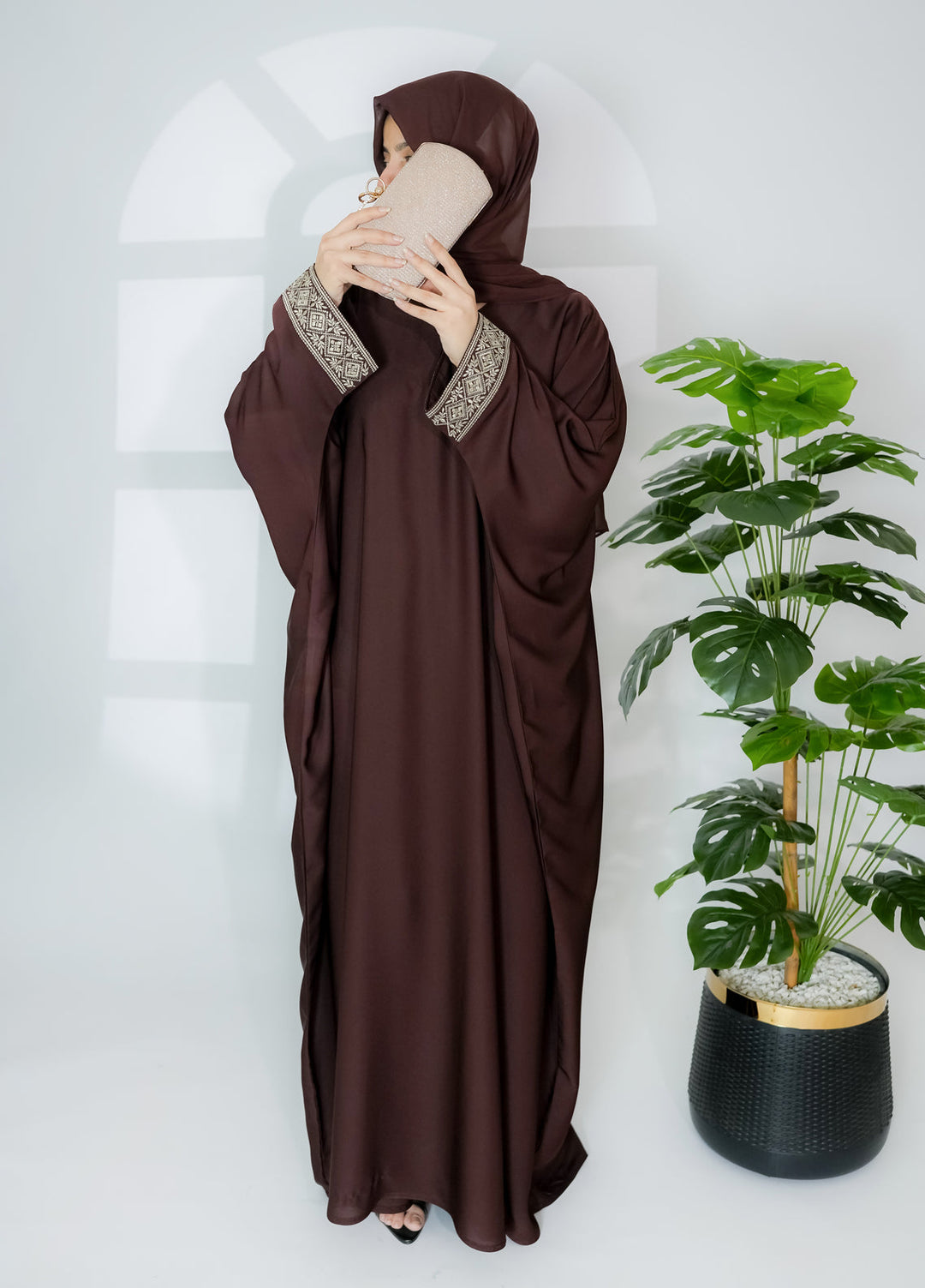 Esmira by Clarity Glam Women RTW Embroidered Nada 2 Piece Elegance Abaya with Scarf Casual Collection