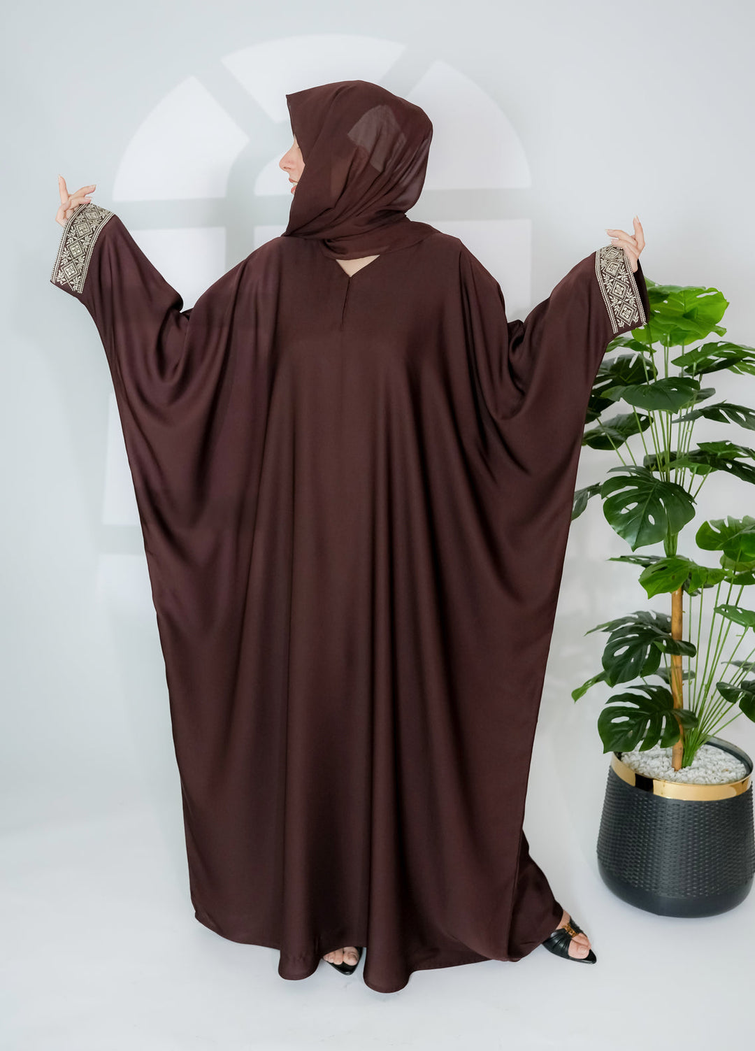 Esmira by Clarity Glam Women RTW Embroidered Nada 2 Piece Elegance Abaya with Scarf Casual Collection