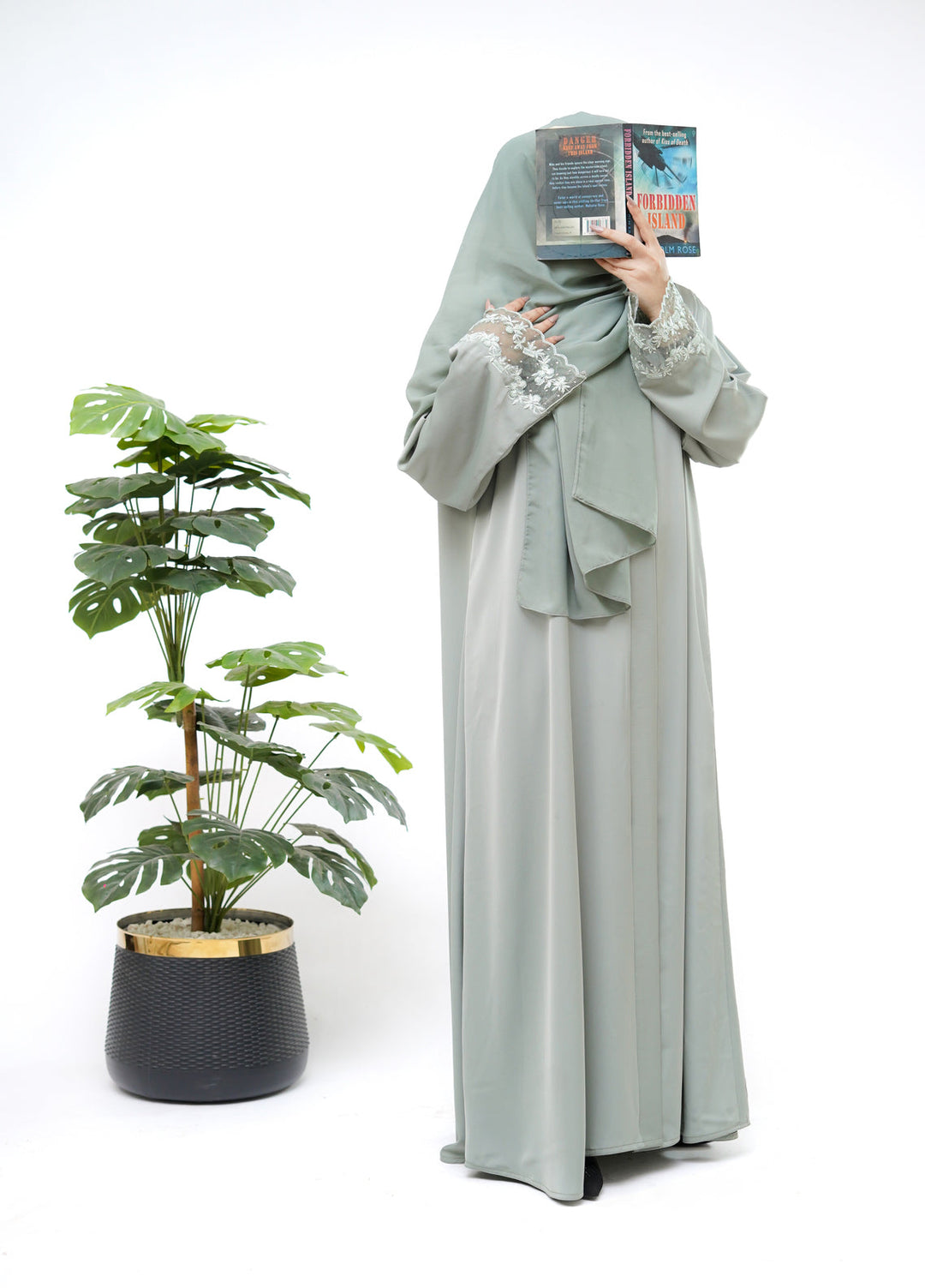 Esmira by Clarity Glam Women RTW Hand work Zoom 2 Piece Marvella Abaya with Scarf Casual Collection