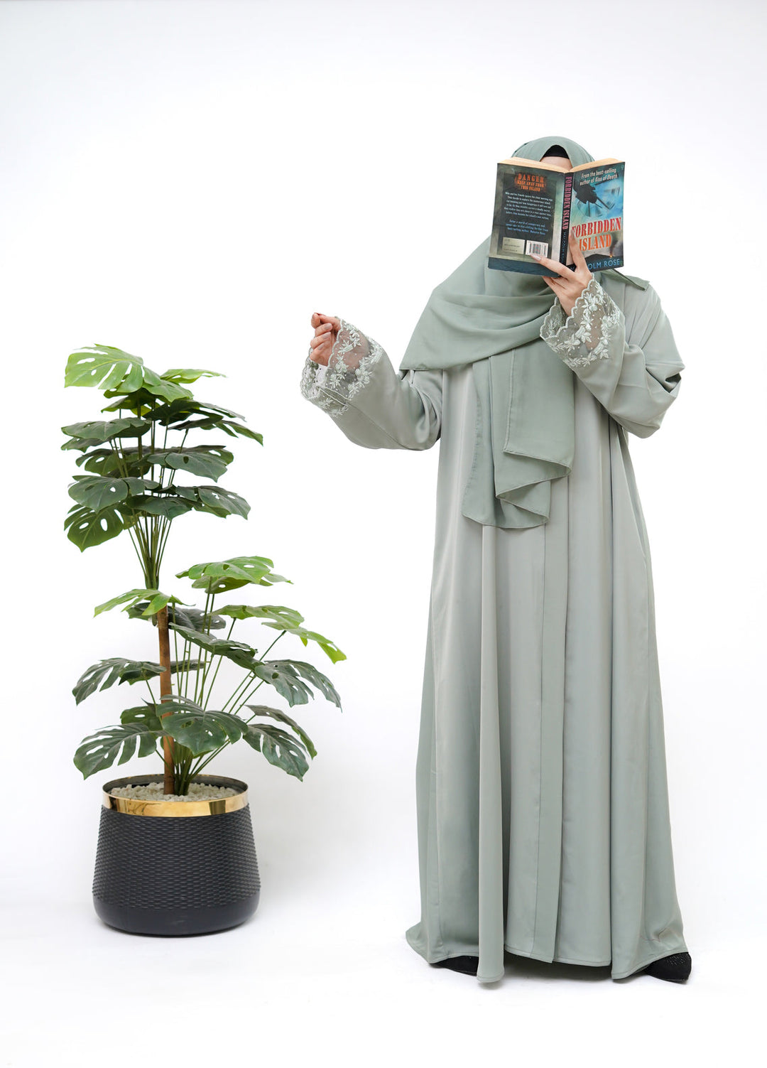 Esmira by Clarity Glam Women RTW Hand work Zoom 2 Piece Marvella Abaya with Scarf Casual Collection