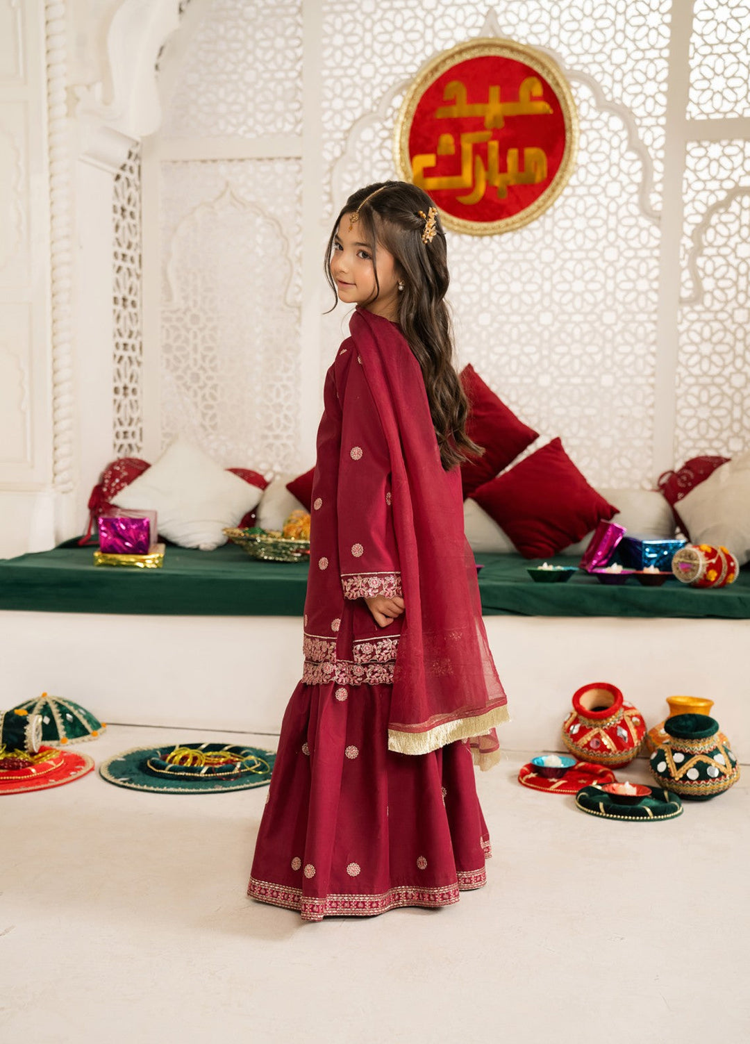Mini Mefil by Pashmire RTW Embroidered Silk 3 Piece Suit Mehre Nisa Festive Collection