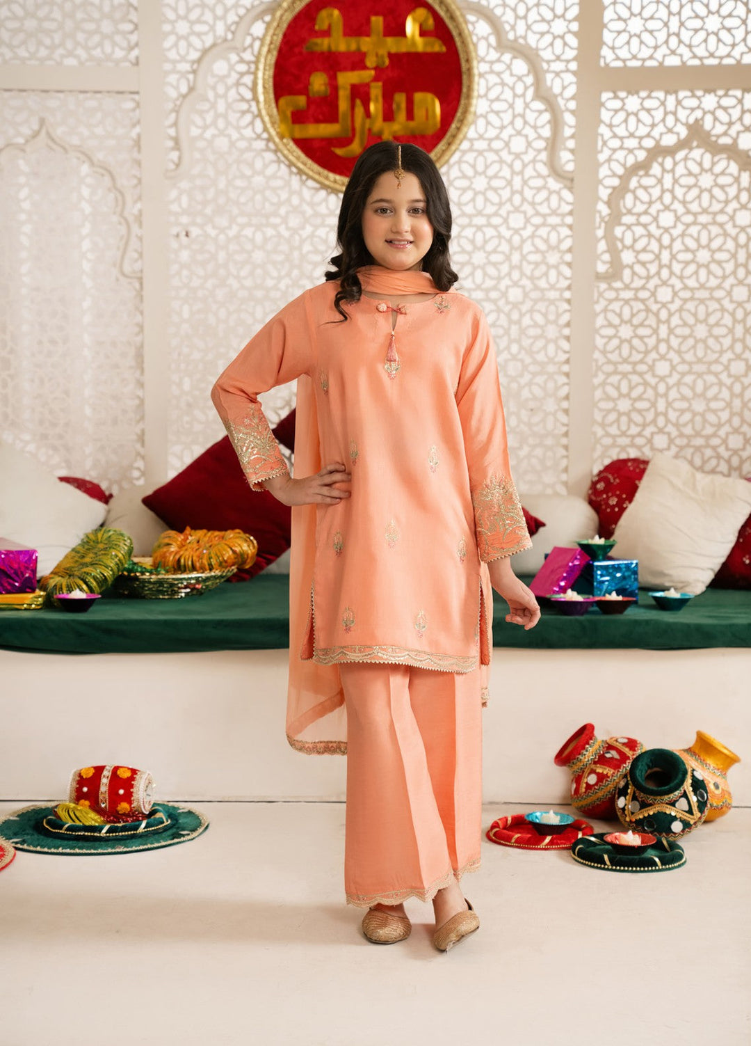 Mini Mefil by Pashmire RTW Embroidered Silk 3 Piece Suit Aabroo Festive Collection