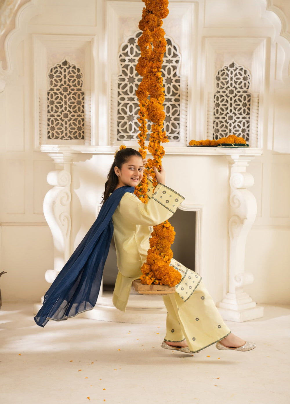 Mini Mefil by Pashmire RTW Embroidered Silk 3 Piece Suit Faris Festive Collection