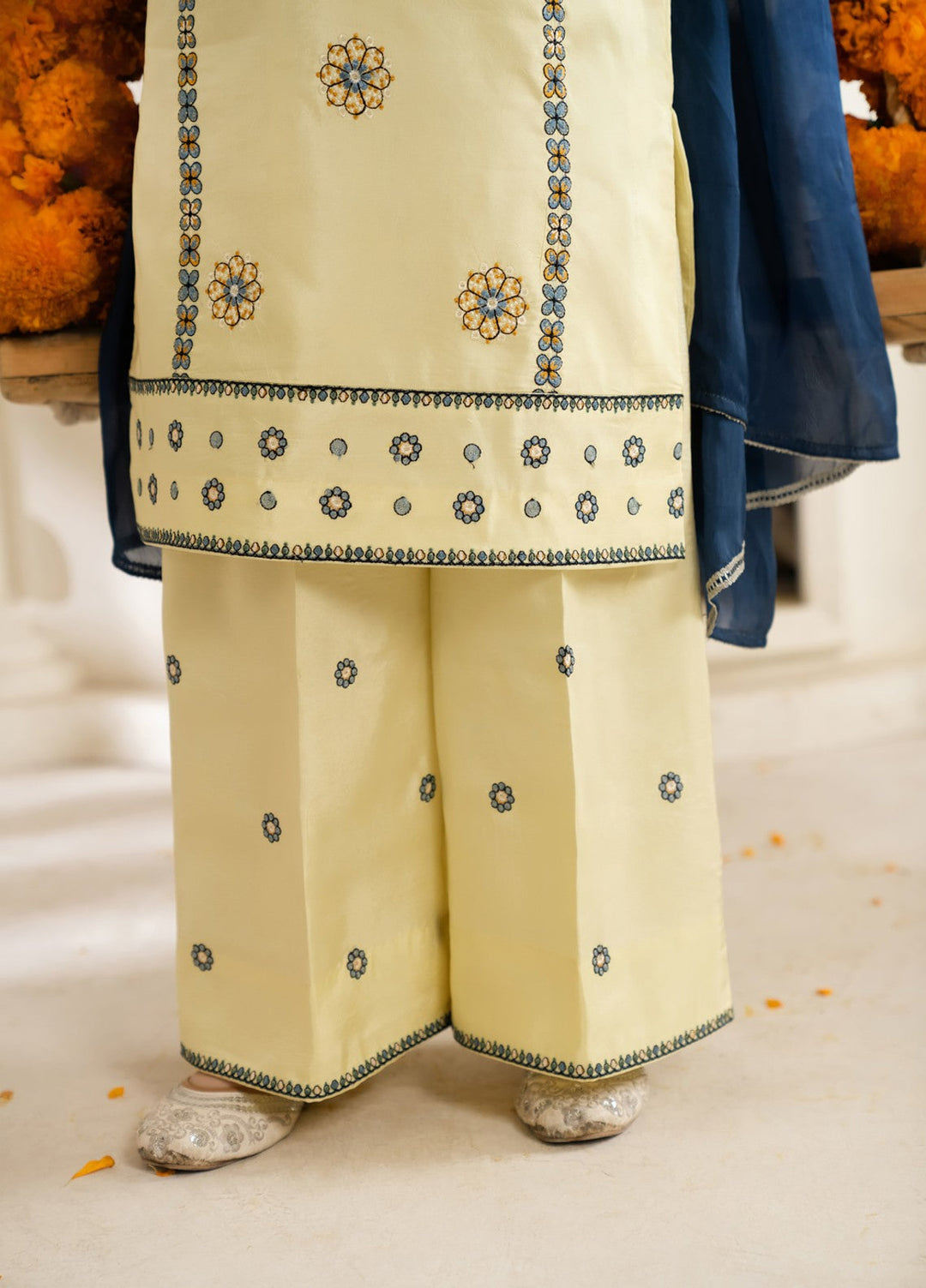 Mini Mefil by Pashmire RTW Embroidered Silk 3 Piece Suit Faris Festive Collection