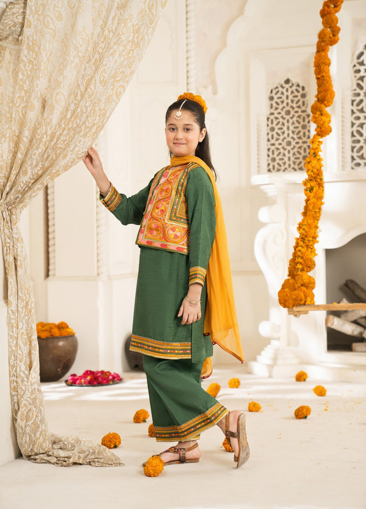 Mini Mefil by Pashmire RTW Embroidered Silk 3 Piece Suit Hina Festive Collection