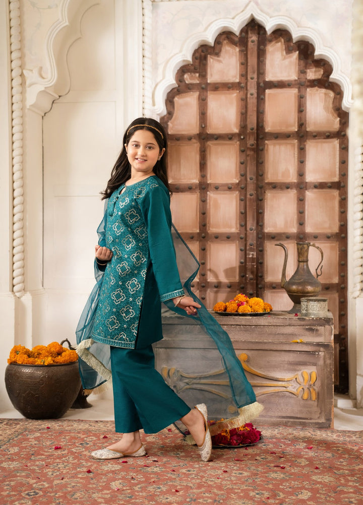 Mini Mefil by Pashmire RTW Embroidered Silk 3 Piece Suit Noori Festive Collection