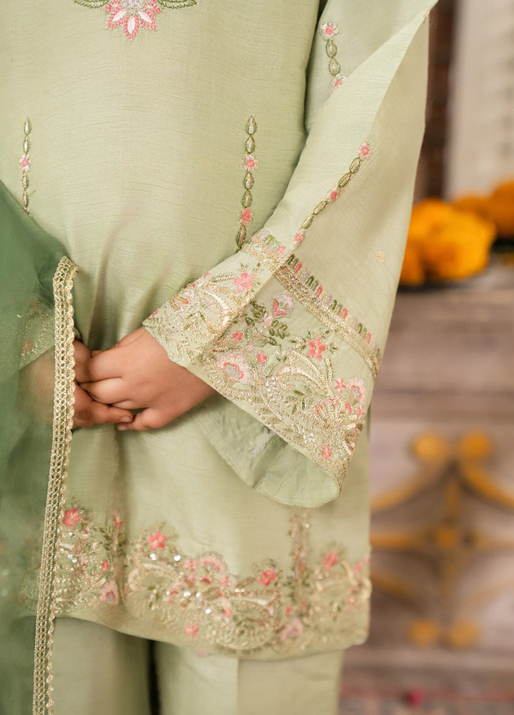 Mini Mefil by Pashmire RTW Embroidered Silk 3 Piece Suit Zarqa Festive Collection