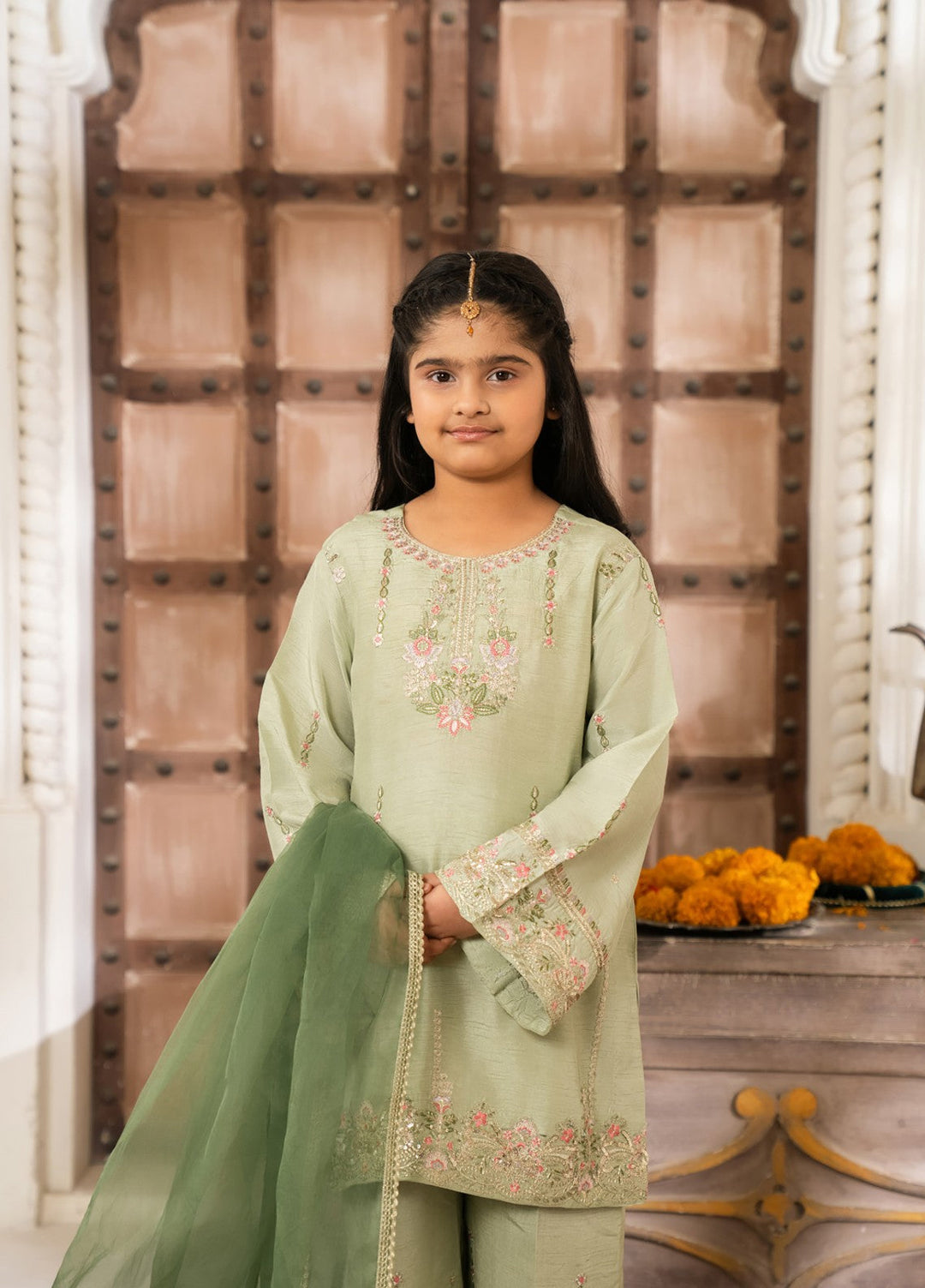 Mini Mefil by Pashmire RTW Embroidered Silk 3 Piece Suit Zarqa Festive Collection