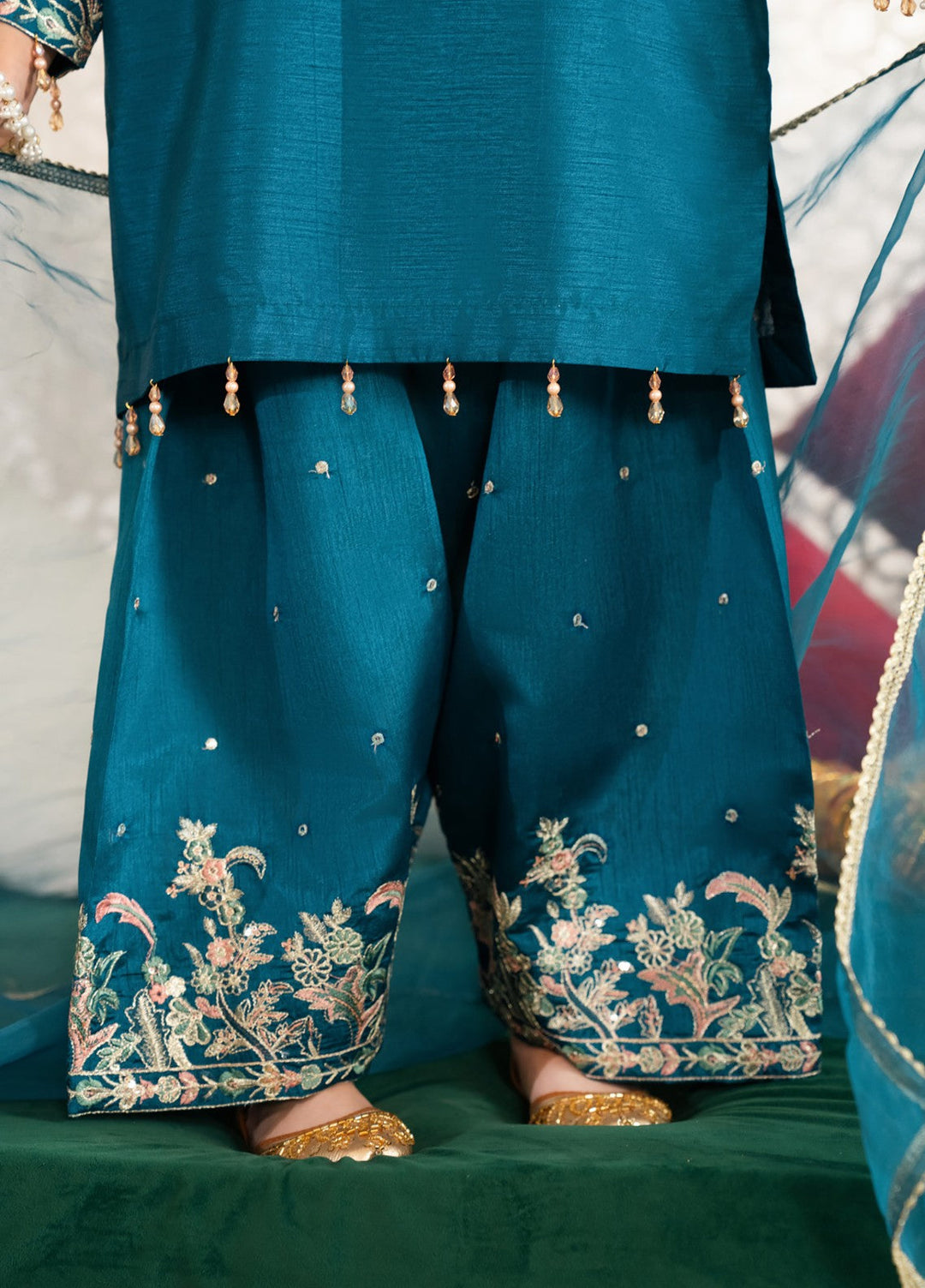 Mini Mefil by Pashmire RTW Embroidered Silk 3 Piece Suit Rimsha Festive Collection