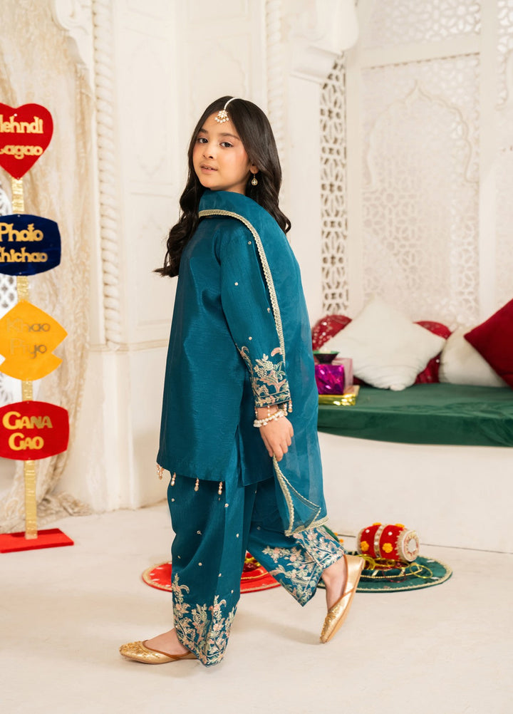Mini Mefil by Pashmire RTW Embroidered Silk 3 Piece Suit Rimsha Festive Collection