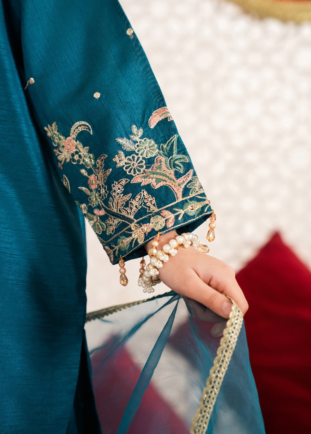 Mini Mefil by Pashmire RTW Embroidered Silk 3 Piece Suit Rimsha Festive Collection