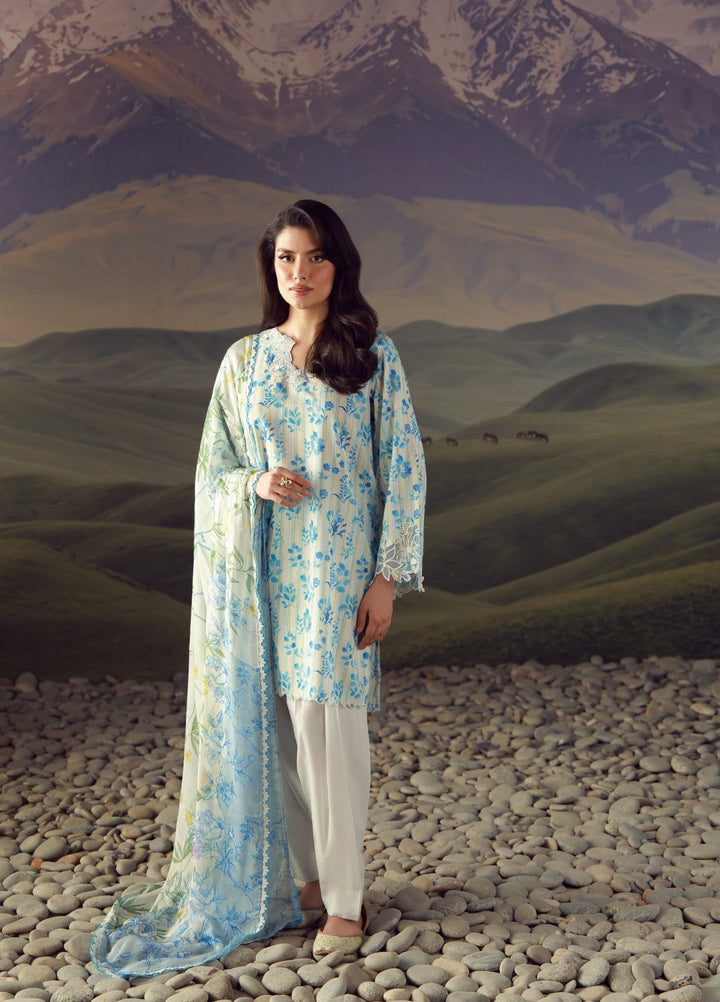 Sahar Unstitched Printed Lawn 3 Piece Suit Azure Jardin - Eid Collection