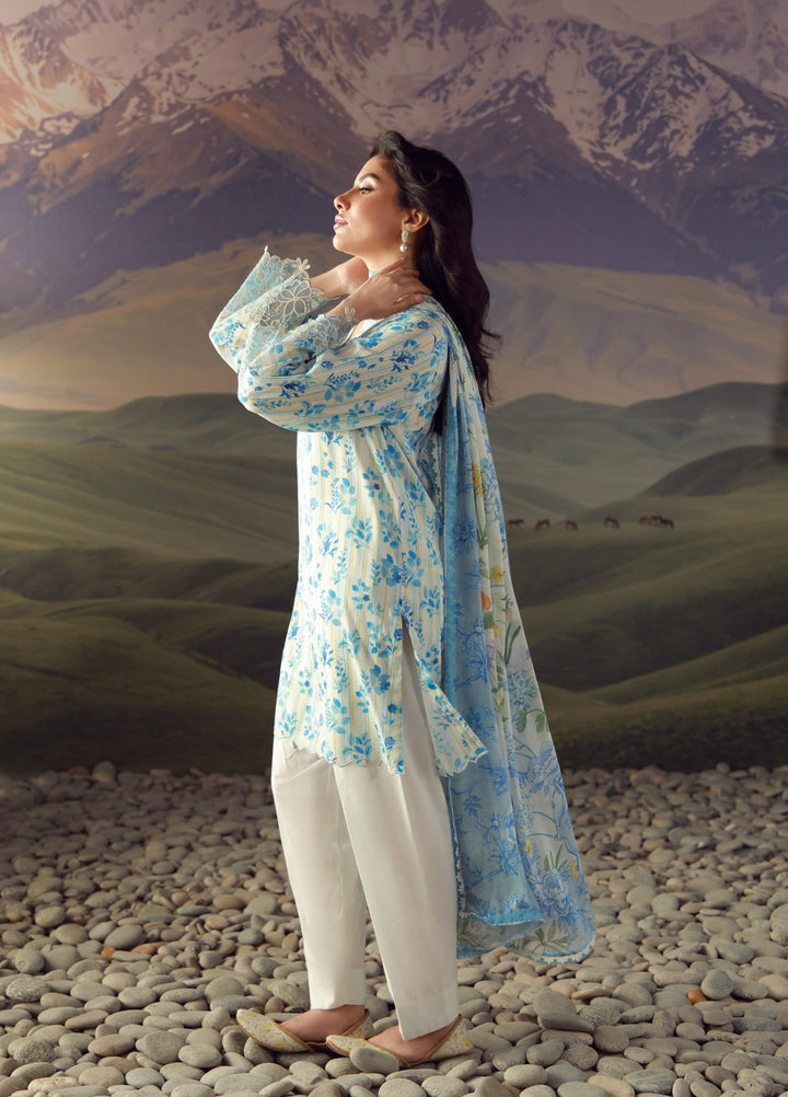 Sahar Unstitched Printed Lawn 3 Piece Suit Azure Jardin - Eid Collection