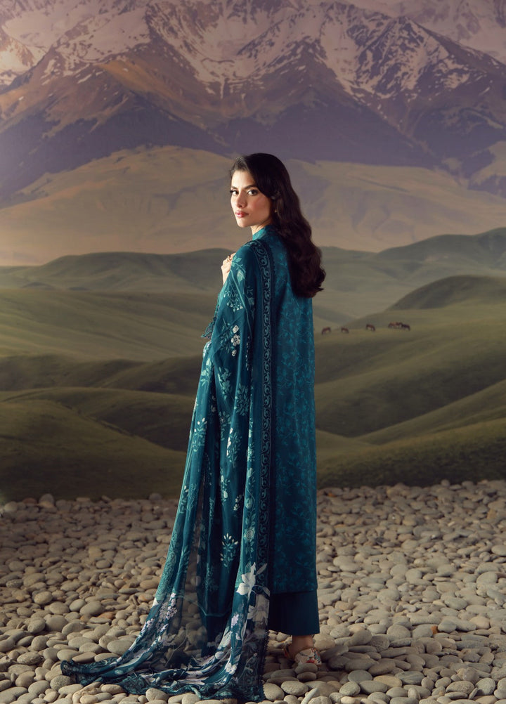 Sahar Unstitched Embroidered Lawn 3 Piece Suit Teal Eclat - Eid Collection