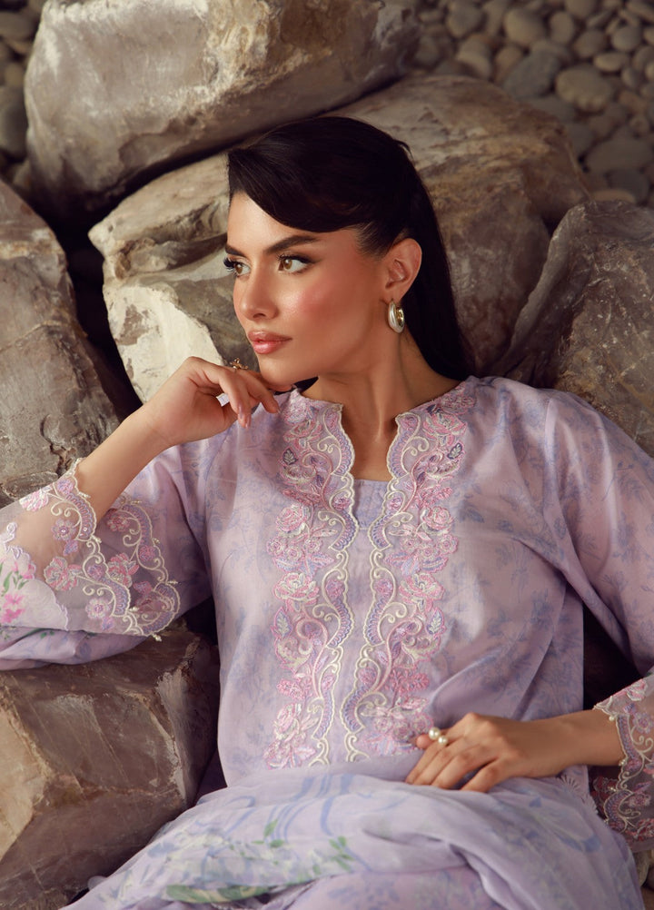 Sahar Unstitched Printed Lawn 3 Piece Suit Lilac Haze - Eid Collection