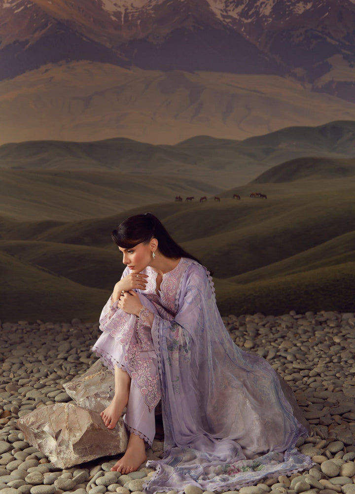Sahar Unstitched Printed Lawn 3 Piece Suit Lilac Haze - Eid Collection