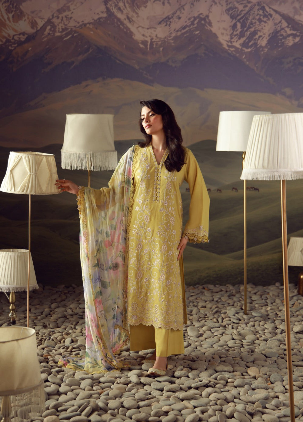 Sahar Unstitched Embroidered Lawn 3 Piece Suit Sunspell - Eid Collection