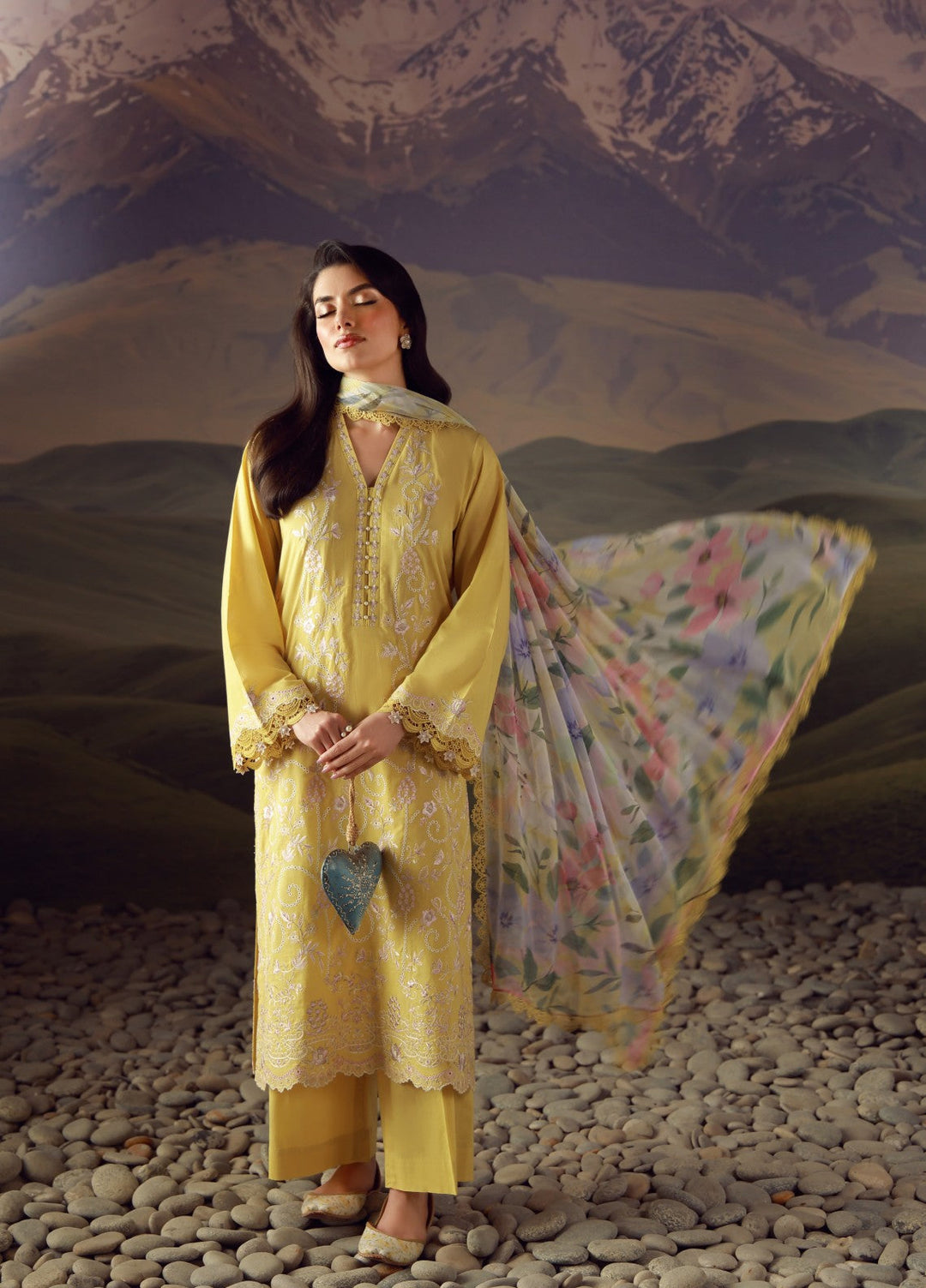 Sahar Unstitched Embroidered Lawn 3 Piece Suit Sunspell - Eid Collection