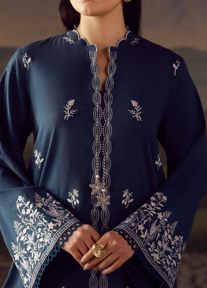 Sahar Unstitched Embroidered Lawn 3 Piece Suit Indigo Verse - Eid Collection