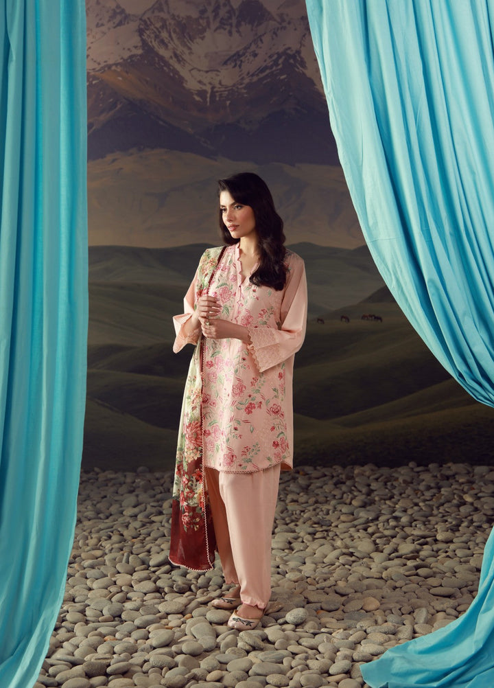Sahar Unstitched Embroidered Lawn 3 Piece Suit Rose Mirage - Eid Collection