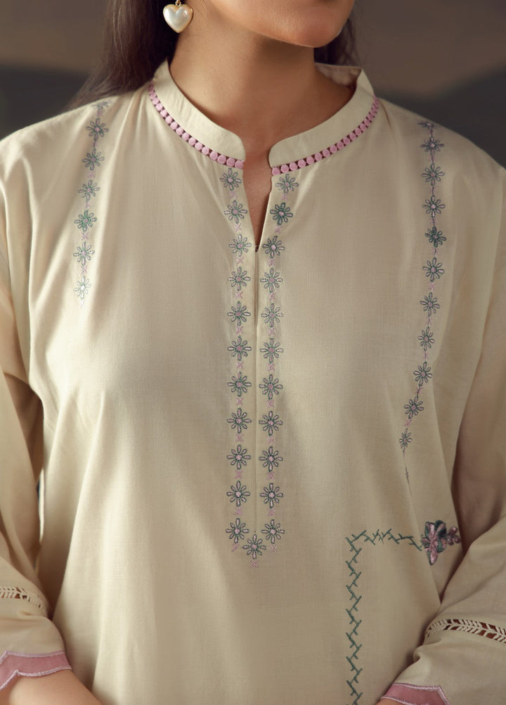 Sahar Unstitched Printed Lawn 3 Piece Suit Ivory Bloom - Eid Collection