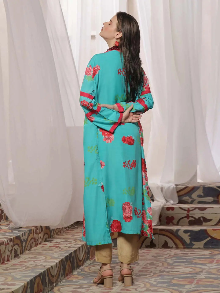 Shrug by TNG Women RTW Printed Viscose Raw Silk 1 Piece Suit Bahar Casual Collection