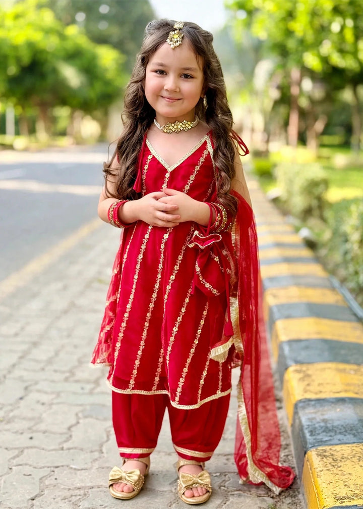 Modest Girls RTW Embroidered Net 3 Piece Suit Malia Wedding Collection