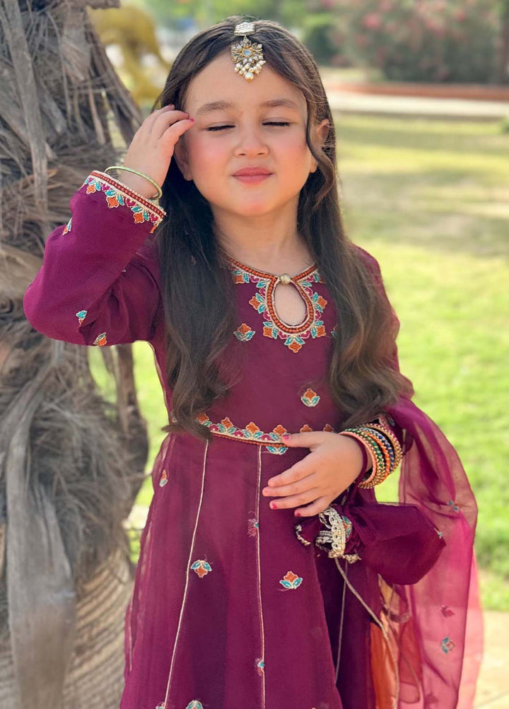 Modest Girls RTW Embroidered Organza 3 Piece Suit Purple Wedding Collection