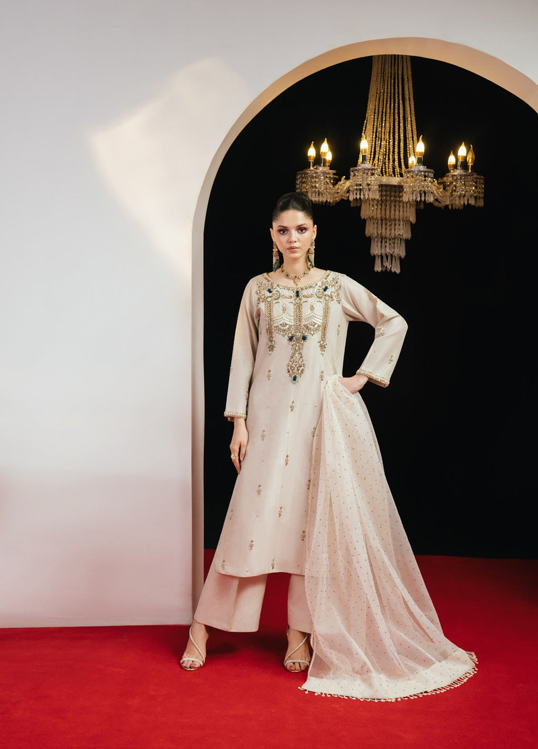 Jahanara by Pashmire Women RTW Embroidered Silk 3 Piece Suit Mehwar Wedding Collection