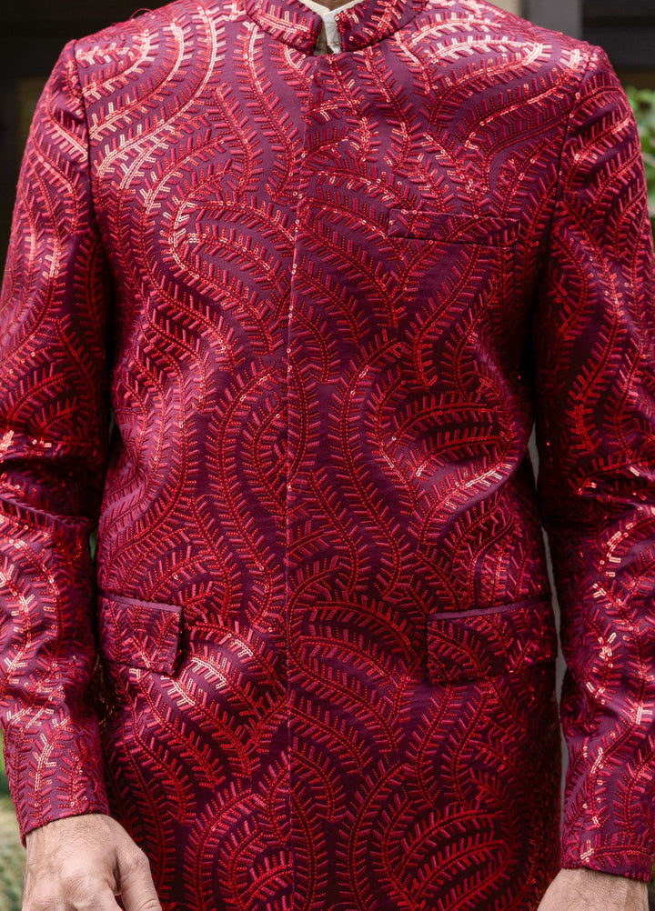 Zarrar by Edge Republic Mens RTW Embroidered Blended Cotton 3 Piece Suit Prince Coat ER 2092 Festive Collection