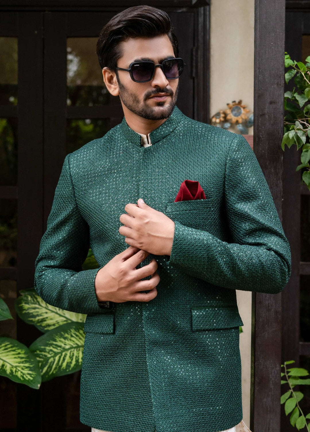 Zarrar by Edge Republic Mens RTW Embroidered Blended Cotton 3 Piece Suit Prince Coat ER 2095 Festive Collection