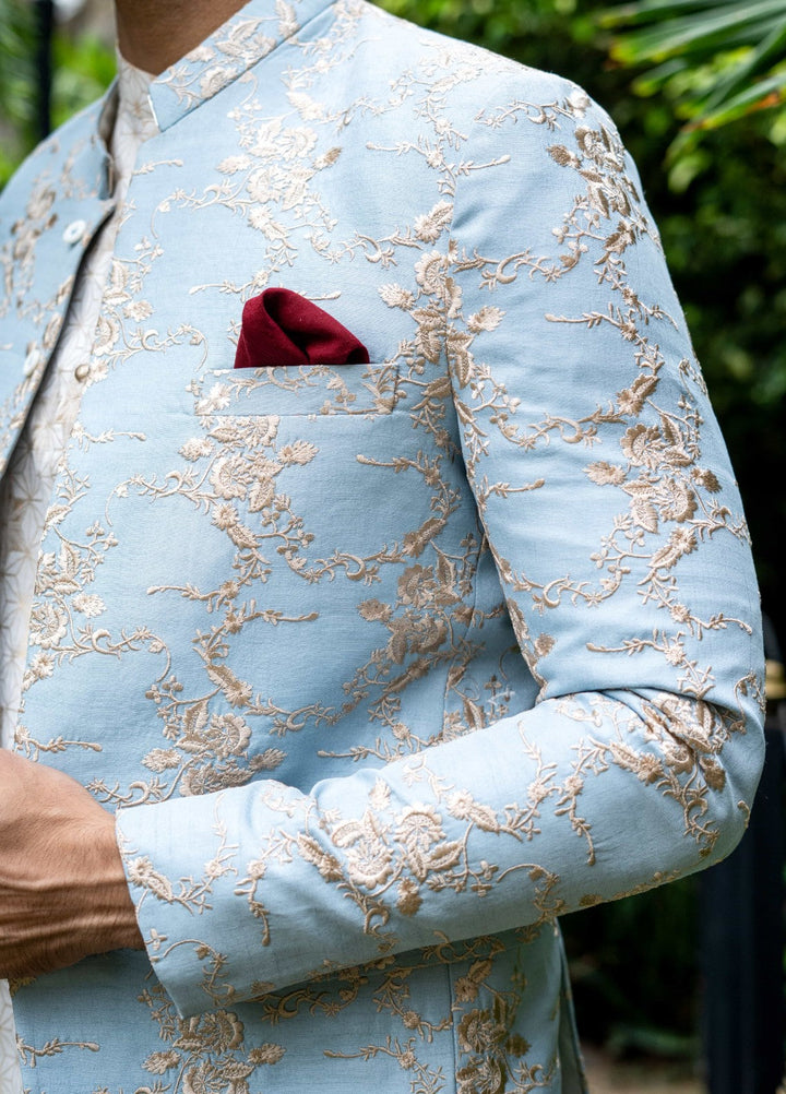Zarrar by Edge Republic Mens RTW Embroidered Blended Cotton 3 Piece Suit Prince Coat ER 2076 Festive Collection