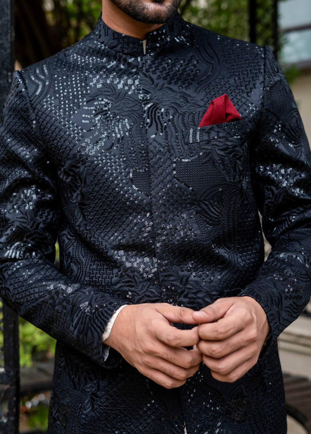 Zarrar by Edge Republic Mens RTW Embroidered Blended Cotton 3 Piece Suit Prince Coat ER 2090 Festive Collection
