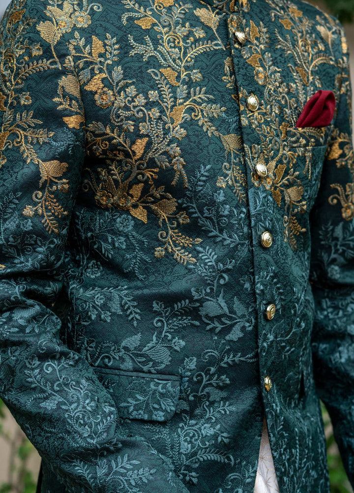 Zarrar by Edge Republic Mens RTW Embroidered Blended Cotton 3 Piece Suit Prince Coat ER 2085 Festive Collection