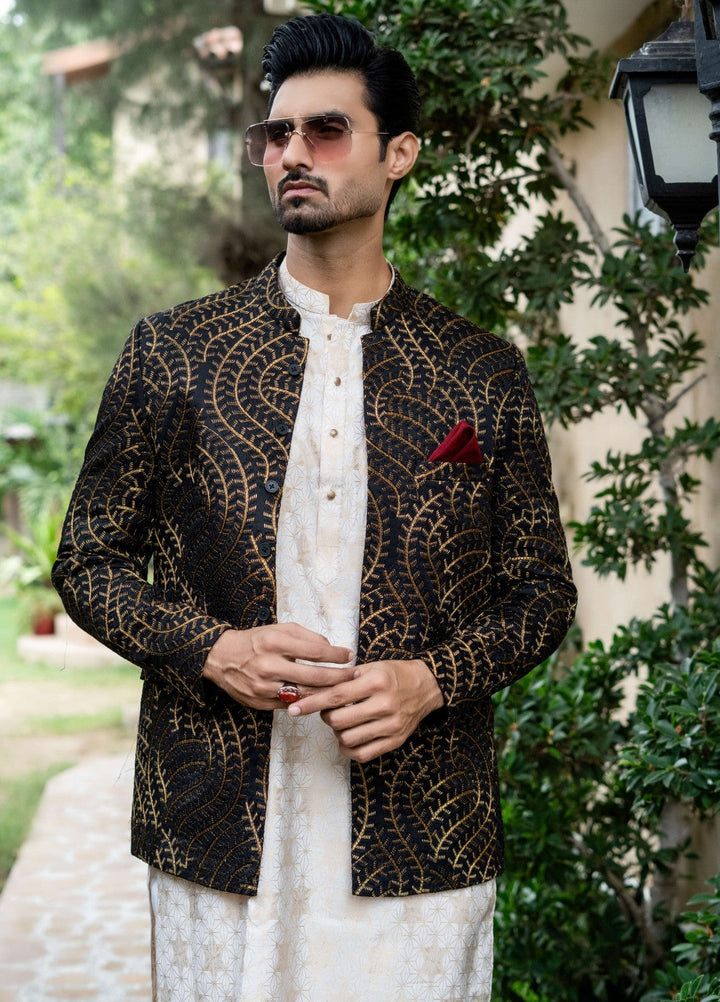 Zarrar by Edge Republic Mens RTW Embroidered Blended Cotton 3 Piece Suit Prince Coat ER 2087 Festive Collection