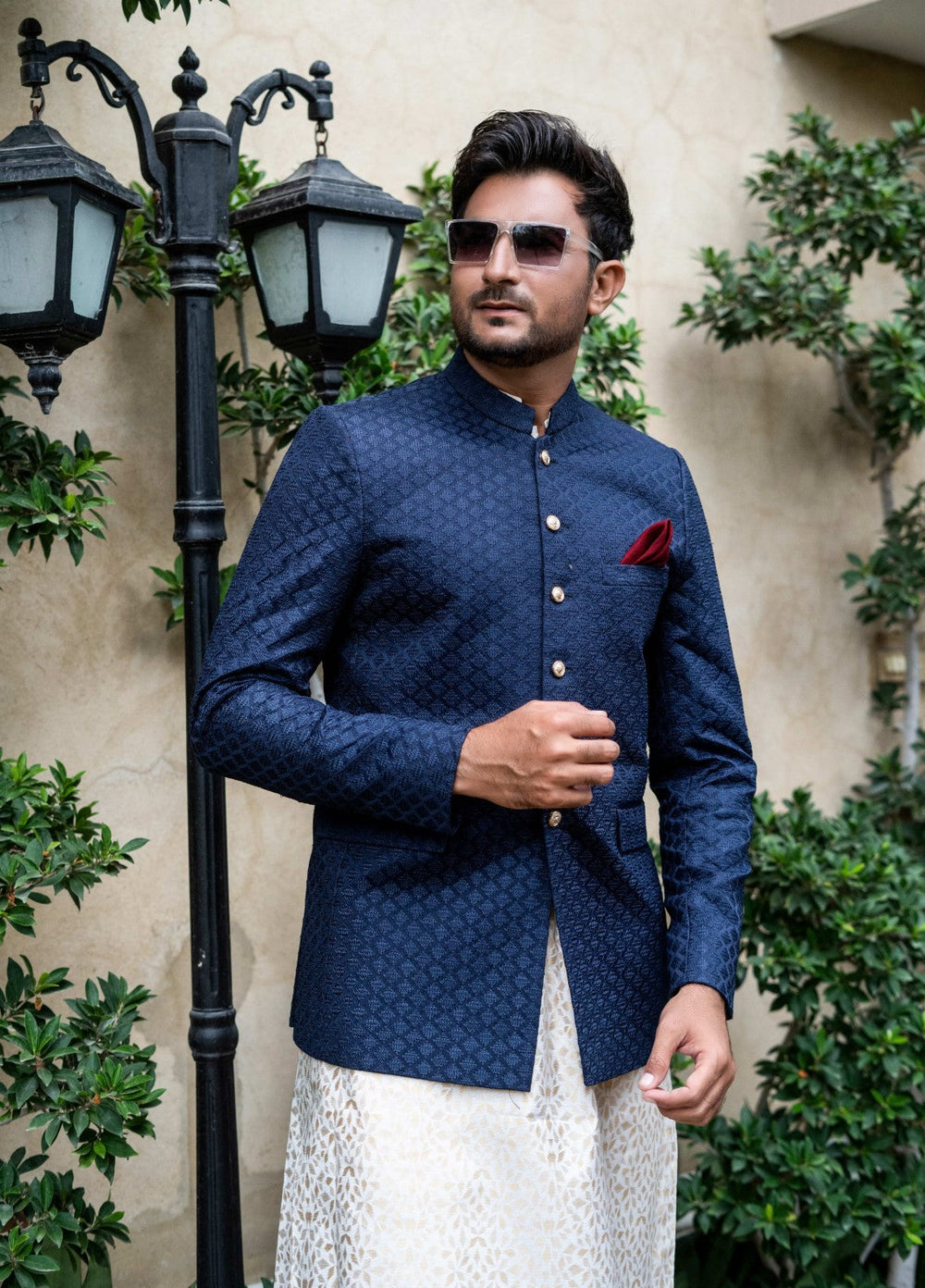 Zarrar by Edge Republic Mens RTW Embroidered Blended Cotton 3 Piece Suit Prince Coat ER 2081 Festive Collection