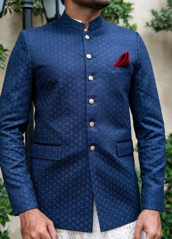 Zarrar by Edge Republic Mens RTW Embroidered Blended Cotton 3 Piece Suit Prince Coat ER 2081 Festive Collection
