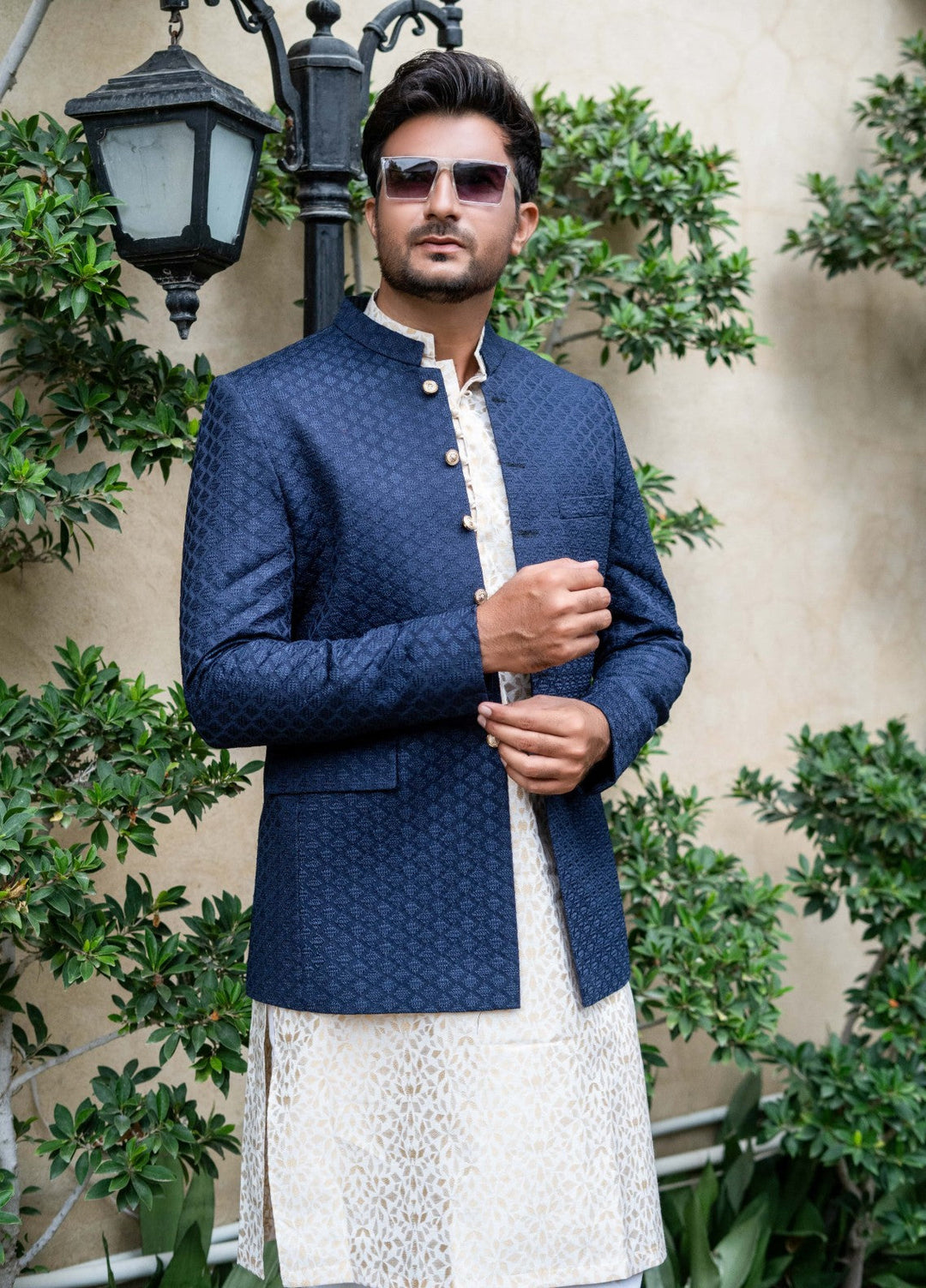 Zarrar by Edge Republic Mens RTW Embroidered Blended Cotton 3 Piece Suit Prince Coat ER 2081 Festive Collection