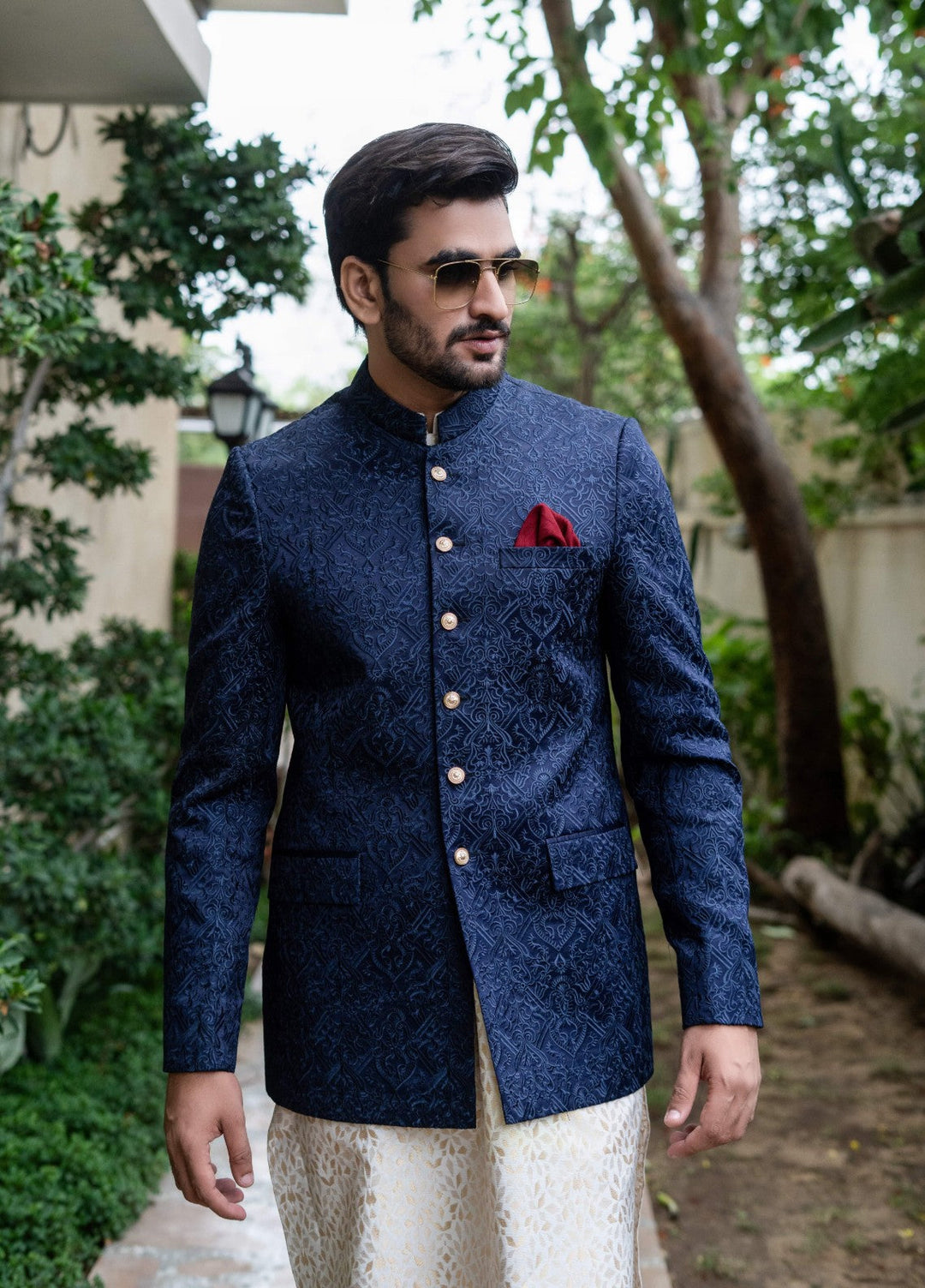 Zarrar by Edge Republic Mens RTW Embroidered Blended Cotton 3 Piece Suit Prince Coat ER 2082 Festive Collection
