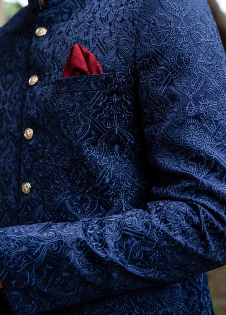 Zarrar by Edge Republic Mens RTW Embroidered Blended Cotton 3 Piece Suit Prince Coat ER 2082 Festive Collection