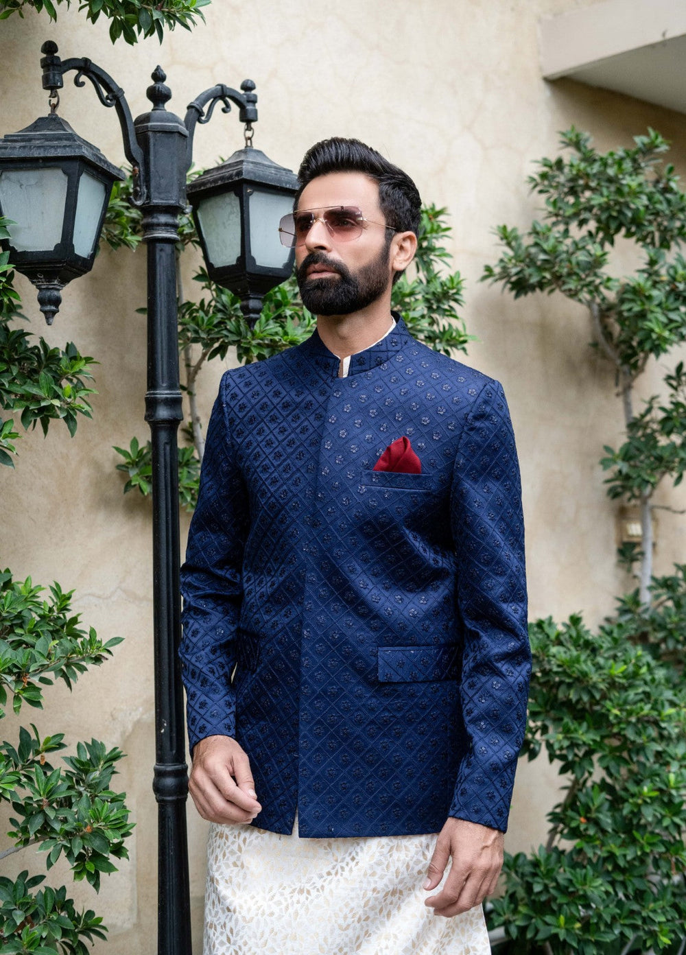 Zarrar by Edge Republic Mens RTW Embroidered Blended Cotton 3 Piece Suit Prince Coat ER 2083 Festive Collection