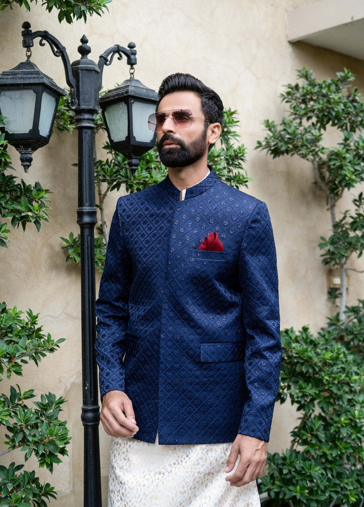 Zarrar by Edge Republic Mens RTW Embroidered Blended Cotton 3 Piece Suit Prince Coat ER 2083 Festive Collection