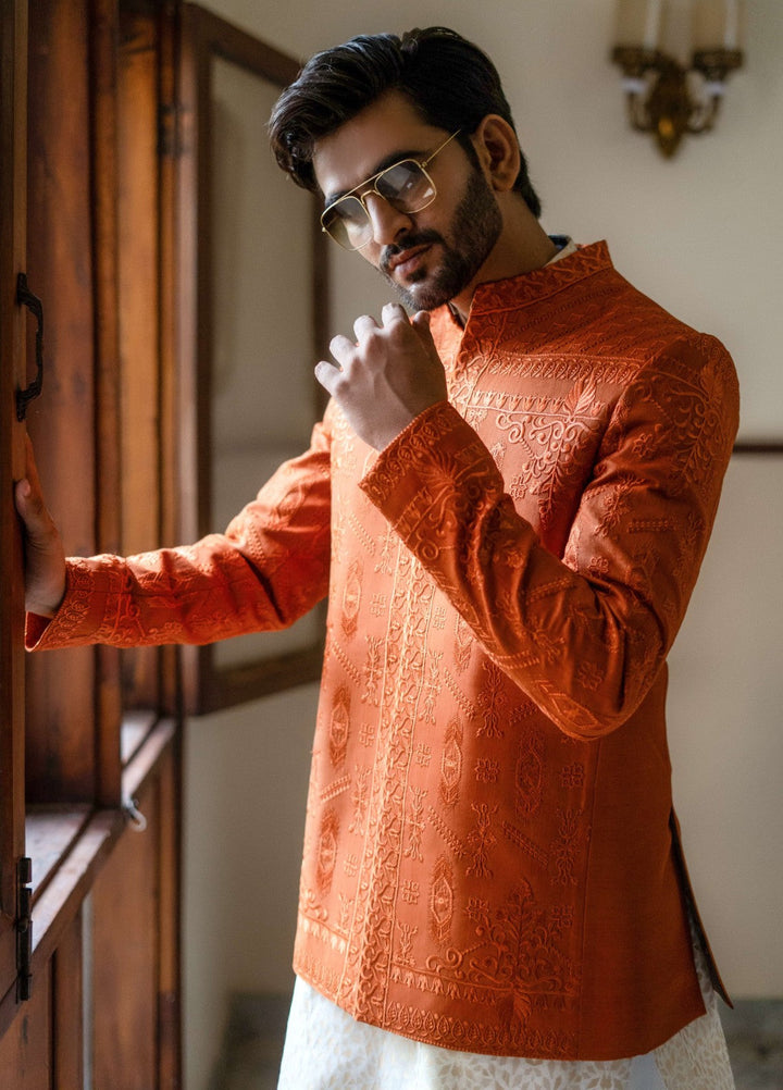 Zarrar by Edge Republic Mens RTW Embroidered Blended Cotton 3 Piece Suit Prince Coat ER 2079 Festive Collection