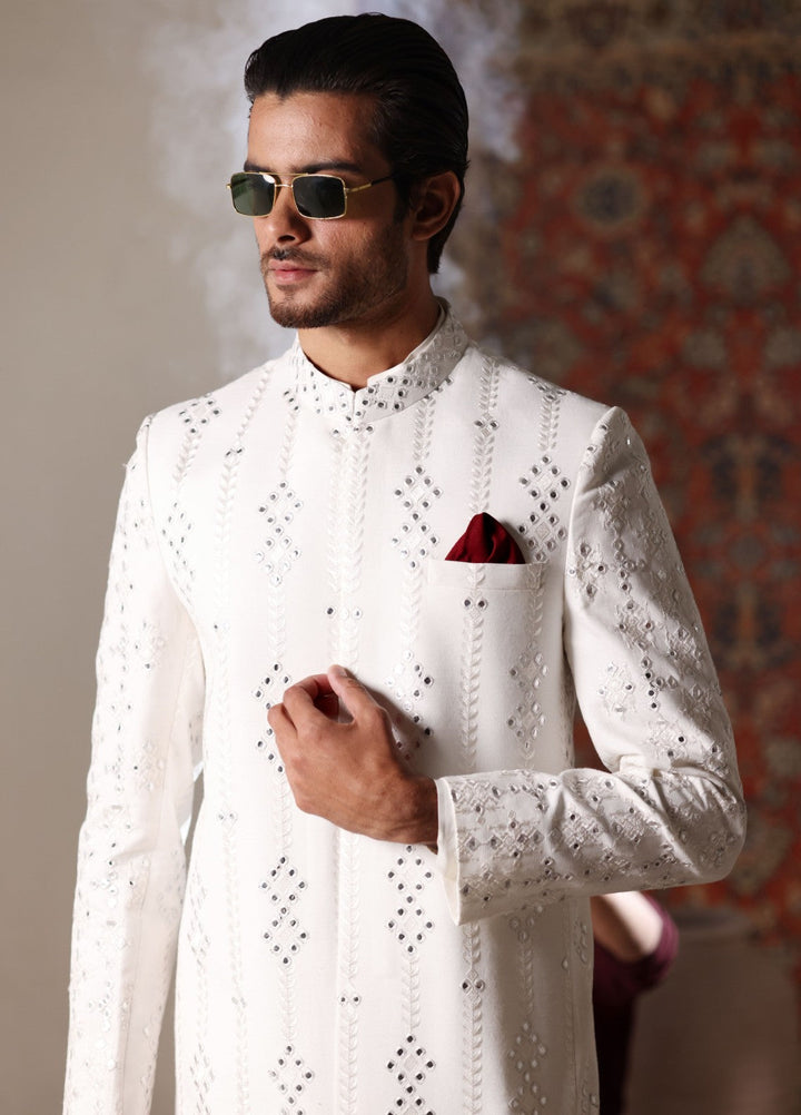 Modest by Edge Republic Mens RTW Embroidered Blended Cotton 3 Piece Suit Prince Coat ER 3021 Festive Collection
